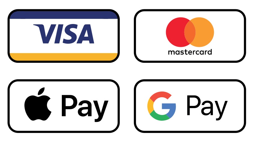 Payment by Visa/Master Card/Apple Pay/Google Pay
