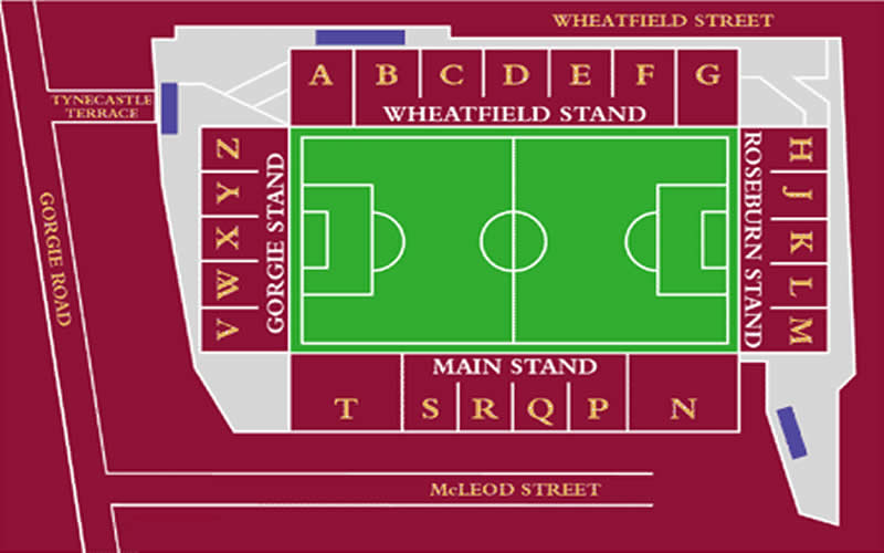 Tynecastle Park, Edinburgh, Scotland, United Kingdom Seating Plan