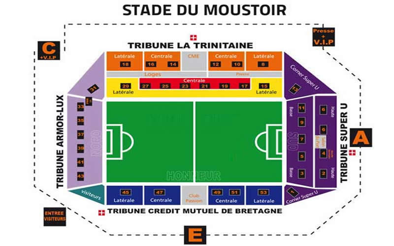 Stade du Moustoir, Lorient, France Seating Plan