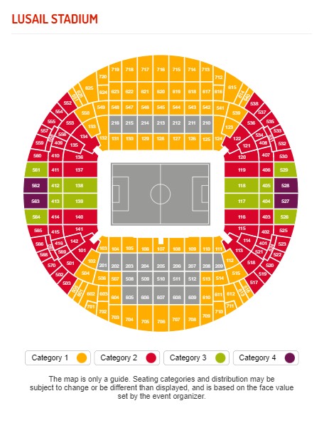 Lusail Stadium, Lusail, Qatar Seating Plan
