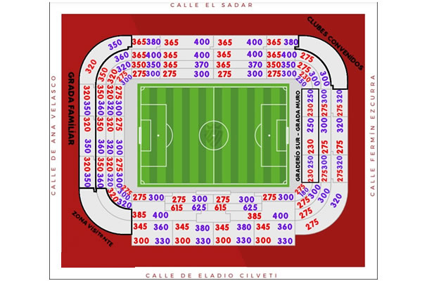 Estadio El Sadar, Pamplona, Navarre, Spain Seating Plan