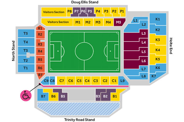 Villa Park , Birmingham, United Kingdom Seating Plan