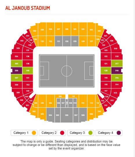 Al Janoub Stadium, Al Wakrah, Qatar Seating Plan