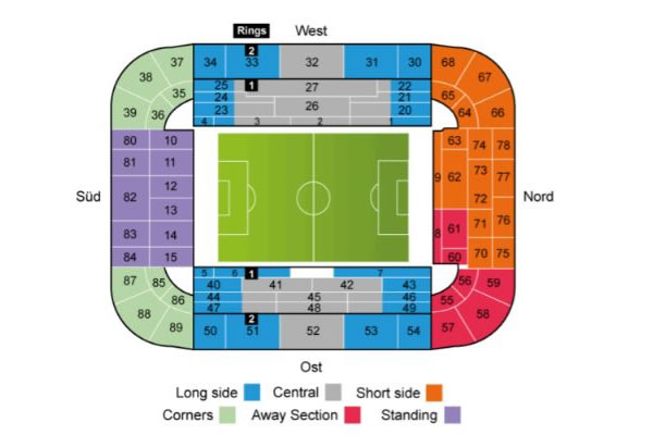 BVB Stadion, Dortmund, Germany Seating Plan