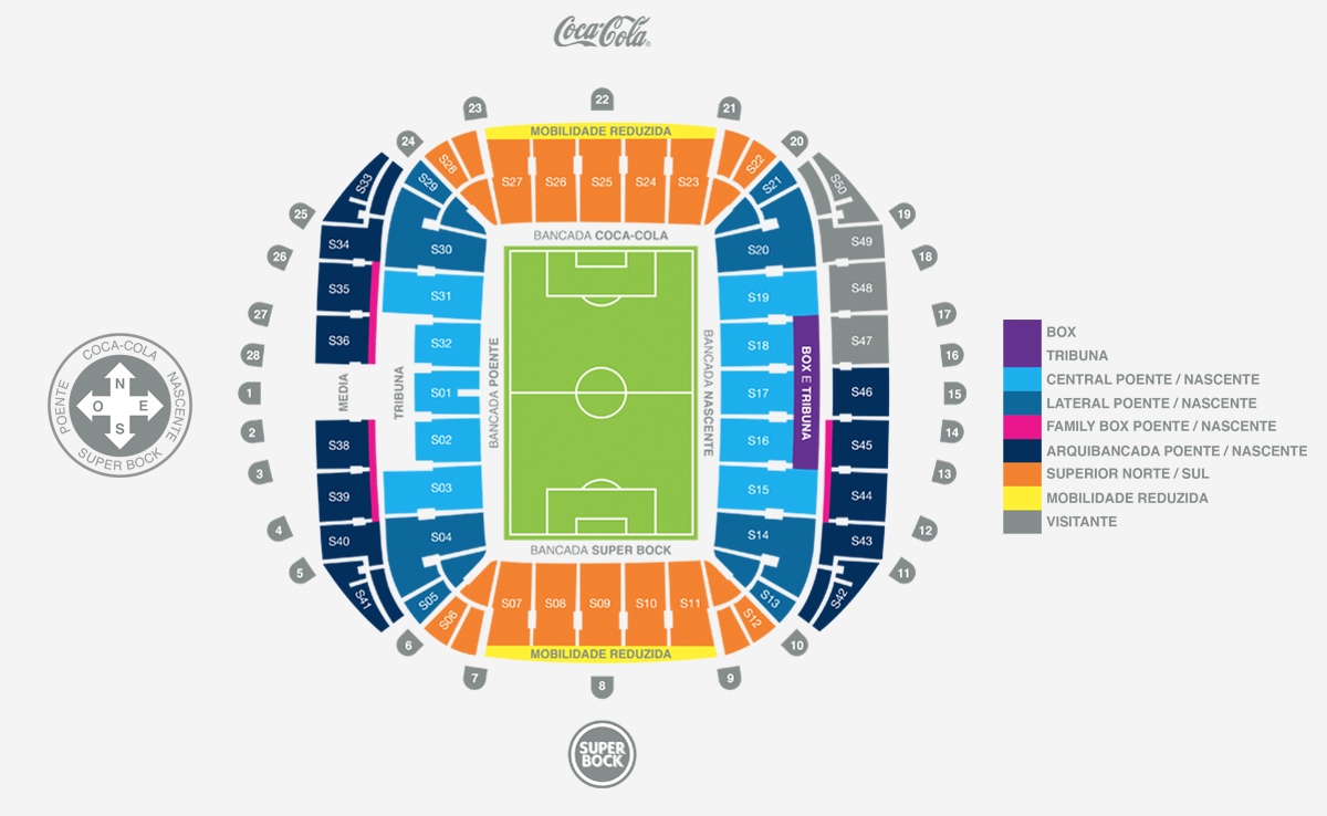Estadio do Dragao, Porto, Portugal Seating Plan