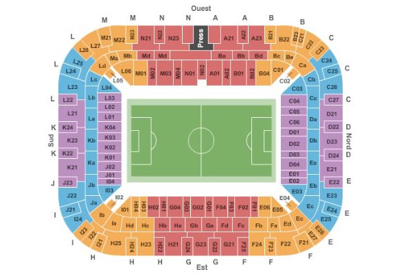 Stade Pierre Mauroy, Villeneuve, France Seating Plan