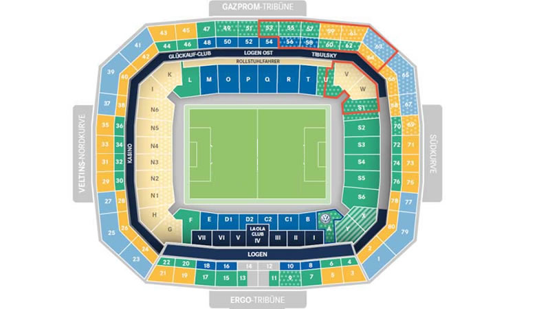 Arena AufSchalke, Gelsenkirchen, Germany Seating Plan